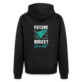 Rocket Scientist Future Mathematiker Rackete - Unisex Premium Bio Zip Hoodie - Schwarz - Hinten - Nico (187cm)