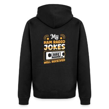 Radio Moderator Beruf Ham Jokes Well Received - Unisex Premium Bio Zip Hoodie - Schwarz - Hinten - Nico (187cm)