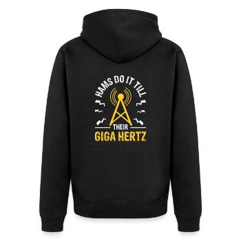 Hams Do It Till Their Giga Hertz Radio Beruf - Unisex Premium Bio Zip Hoodie - Schwarz - Hinten - Nico (187cm)