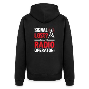 Signal Lost Radio Operator Beruf Radioshow - Unisex Premium Bio Zip Hoodie - Schwarz - Hinten - Nico (187cm)