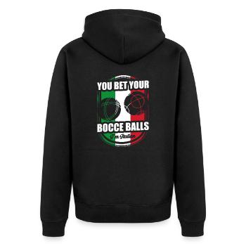 Boules de pétanque Sport italien Sport de balle Italie. - Veste à capuche bio Premium Unisexe - noir - Dos - Nico (187cm)