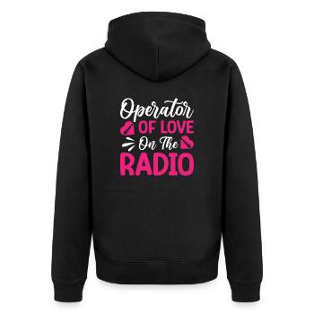 Présentatrice radio Opérateur de la Saint-Valentin Love Radio - Veste à capuche bio Premium Unisexe - noir - Dos - Nico (187cm)
