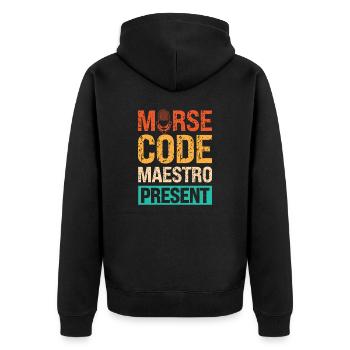 Radio Moderator Vintage Morse Code Experte - Unisex Premium Bio Zip Hoodie - Schwarz - Hinten - Nico (187cm)