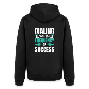 Radio Moderator Frequenz Programmsprecher - Unisex Premium Bio Zip Hoodie - Schwarz - Hinten - Nico (187cm)