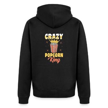 Crazy Popcorn King Lustiges Popped Corn Geschenk - Unisex Premium Bio Zip Hoodie - Schwarz - Hinten - Nico (187cm)