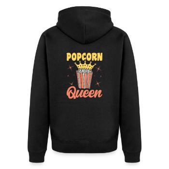 Popcorn Queen Lustiges Popped Corn Geschenk - Unisex Premium Bio Zip Hoodie - Schwarz - Hinten - Nico (187cm)