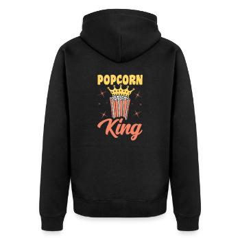 Popcorn King Lustiges Popped Corn Geschenk - Unisex Premium Bio Zip Hoodie - Schwarz - Hinten - Nico (187cm)