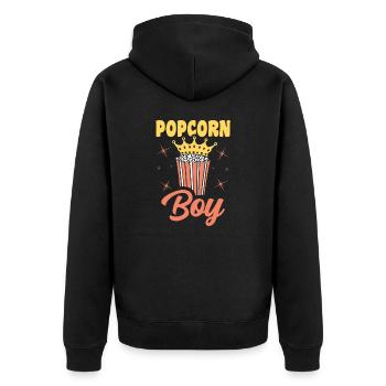 Popcorn Boy Lustiges Popped Corn Geschenk - Unisex Premium Bio Zip Hoodie - Schwarz - Hinten - Nico (187cm)