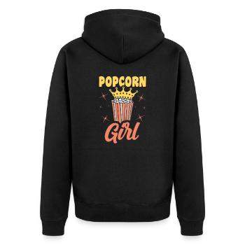 Popcorn Girl Lustiges Popped Corn Geschenk - Unisex Premium Bio Zip Hoodie - Schwarz - Hinten - Nico (187cm)