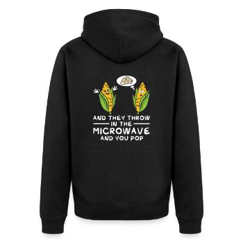 Popcorn Joke Anime Pop-corn Kawaii Popped Popcorn - Unisex Premium Organic Zip Hoodie - black - Back - Nico (187cm)