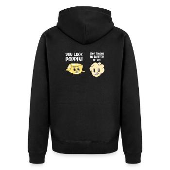 Popcorn Kawaii Graphic Poppin Butter Me Up - Unisex Premium Organic Zip Hoodie - black - Back - Nico (187cm)