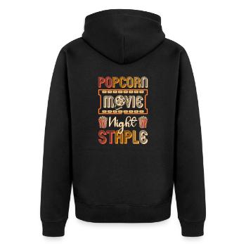 Retro Popcorn Filmabend Pop-corn Geschenk - Unisex Premium Bio Zip Hoodie - Schwarz - Hinten - Nico (187cm)