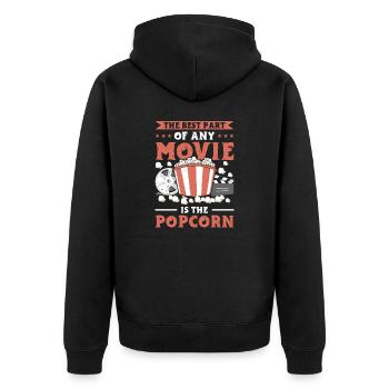 Popcorn Filmeabend Pop-Corn Kinonacht Geschenk - Unisex Premium Bio Zip Hoodie - Schwarz - Hinten - Nico (187cm)