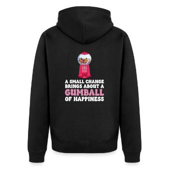 A Small Change Brings About A Gumball Of Happiness - Unisex Premium Organic Zip Hoodie - black - Back - Nico (187cm)