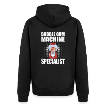 Bubble Gum Machine Specialist - Unisex Premium Bio Zip Hoodie - Schwarz - Hinten - Nico (187cm)
