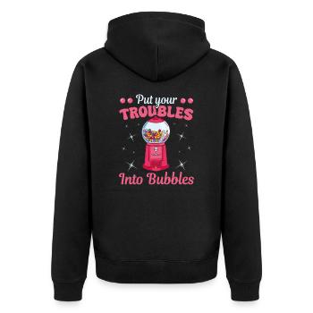 Troubles Into Bubbles Chewing Gum Nostalgia - Unisex Premium Organic Zip Hoodie - black - Back - Nico (187cm)