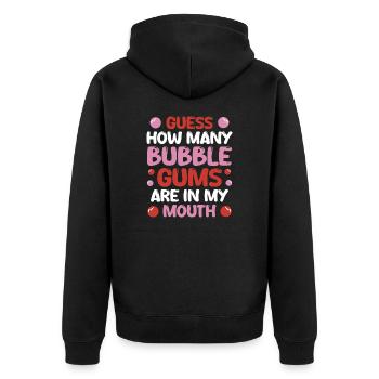 Guess How Many Bubble Gums Are In My Mouth - Unisex Premium Bio Zip Hoodie - Schwarz - Hinten - Nico (187cm)