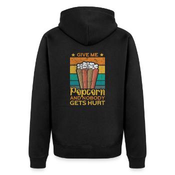 Popcorn Retro Kino Outfit Poppin Kinoabend - Unisex Premium Bio Zip Hoodie - Schwarz - Hinten - Nico (187cm)