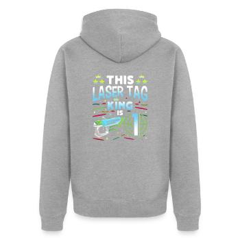 Lasertag King Is 1 Birthday Boy Indoor Laser Tag - Unisex Premium Bio Zip Hoodie - Grau meliert - Hinten - Nico (187cm)