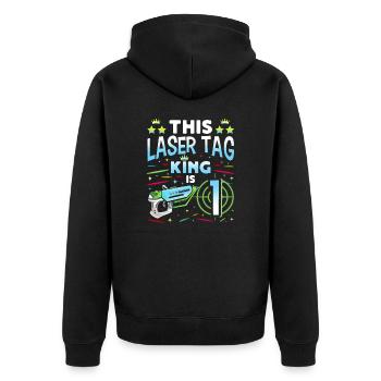 Lasertag King Is 1 Birthday Boy Indoor Laser Tag - Unisex Premium Bio Zip Hoodie - Schwarz - Hinten - Nico (187cm)
