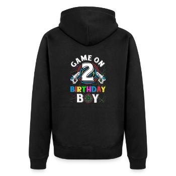 Lasertag Game On 2 Birthday Boy Indoor Laser Tag - Unisex Premium Bio Zip Hoodie - Schwarz - Hinten - Nico (187cm)