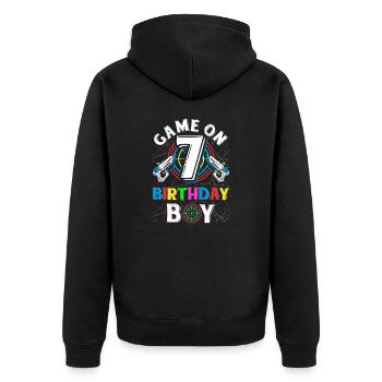 Lasertag Game On 7 Birthday Boy Indoor Laser Tag - Unisex Premium Bio Zip Hoodie - Schwarz - Hinten - Nico (187cm)