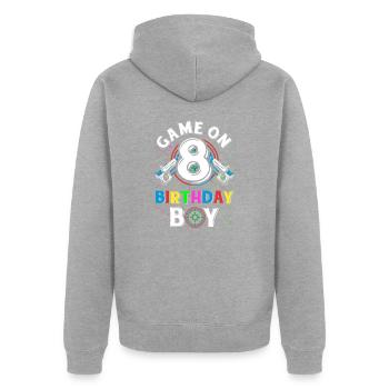 Lasertag Game On 8 Birthday Boy Indoor Laser Tag - Unisex Premium Bio Zip Hoodie - Grau meliert - Hinten - Nico (187cm)