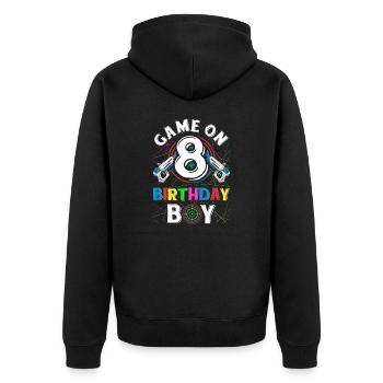 Lasertag Game On 8 Birthday Boy Indoor Laser Tag - Unisex Premium Bio Zip Hoodie - Schwarz - Hinten - Nico (187cm)