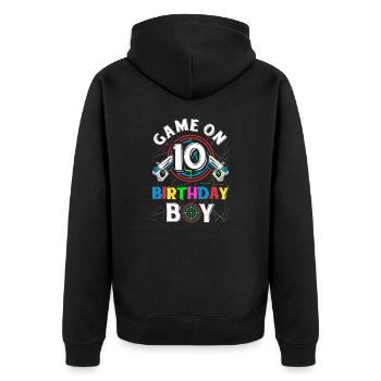 Lasertag Game On 10 Birthday Boy Indoor Laser Tag - Unisex Premium Bio Zip Hoodie - Schwarz - Hinten - Nico (187cm)