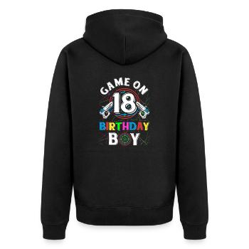 Lasertag Game On 18 Birthday Boy Indoor Laser Tag - Unisex Premium Bio Zip Hoodie - Schwarz - Hinten - Nico (187cm)