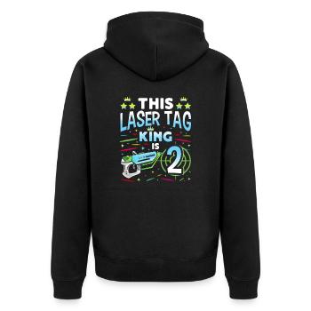 Lasertag King Is 2 Birthday Boy Indoor Laser Tag - Unisex Premium Bio Zip Hoodie - Schwarz - Hinten - Nico (187cm)