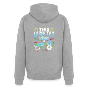 Lasertag King Is 8 Birthday Boy Indoor Laser Tag - Unisex Premium Bio Zip Hoodie - Grau meliert - Hinten - Nico (187cm)