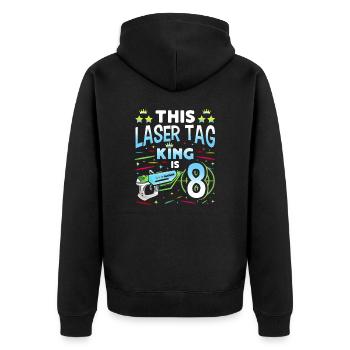 Lasertag King Is 8 Birthday Boy Indoor Laser Tag - Unisex Premium Bio Zip Hoodie - Schwarz - Hinten - Nico (187cm)