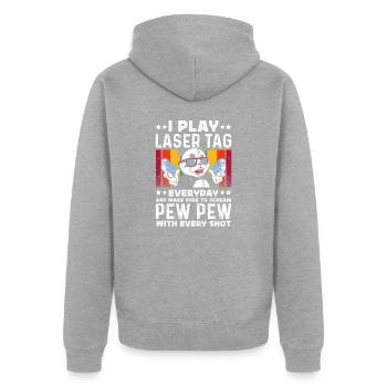 Laser Tag Panda Pew Pew - Unisex Premium Organic Zip Hoodie - heather grey - Back - Nico (187cm)