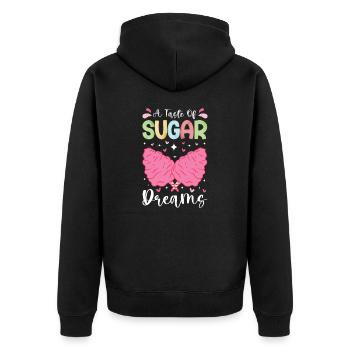 Cotton candy fairground funfair sweets - Unisex Premium Organic Zip Hoodie - black - Back - Nico (187cm)