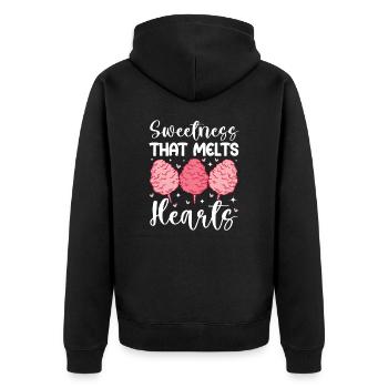 Cotton candy Candy for the heart Snacking sugar - Unisex Premium Organic Zip Hoodie - black - Back - Nico (187cm)