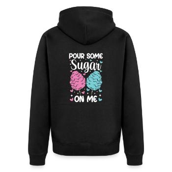 Cotton Candy Gift Pour Some Sugar On Me - Unisex Premium Organic Zip Hoodie - black - Back - Nico (187cm)