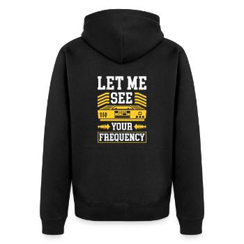 Radio Moderator - Let Me See Your Frequency - Unisex Premium Bio Zip Hoodie - Schwarz - Hinten - Nico (187cm)