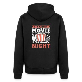 Popcorn Family Movie Night Pop-Corn Movie Night - Unisex Premium Organic Zip Hoodie - black - Back - Nico (187cm)