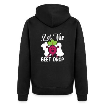Let The Beet Drop Beetroot Vegetables for Vegans - Unisex Premium Organic Zip Hoodie - black - Back - Nico (187cm)