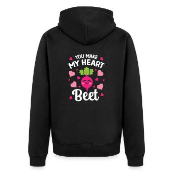 Relation avec la betterave en disant que tu fais mon cœur de betterave - Veste à capuche bio Premium Unisexe - noir - Dos - Nico (187cm)
