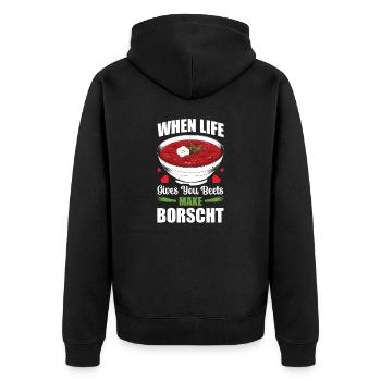 When Life Gives You Beets Make Borscht - Unisex Premium Organic Zip Hoodie - black - Back - Nico (187cm)