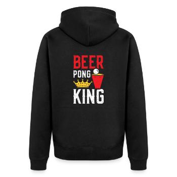Beer Pong King - Unisex Premium Bio Zip Hoodie - Schwarz - Hinten - Nico (187cm)