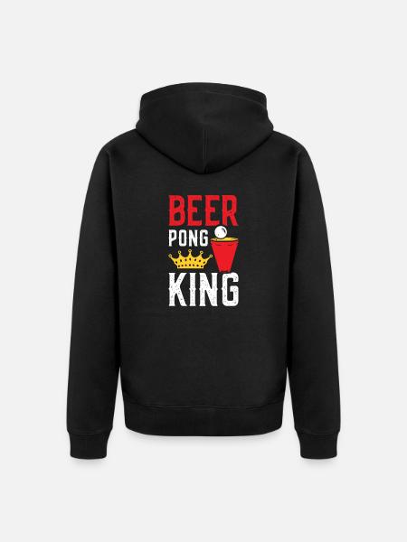 Beer Pong King - Unisex Premium Organic Zip Hoodie - black