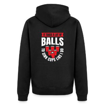 Beer Bong Crew Balls Sink Beer Pong Tournament - Unisex Premium Organic Zip Hoodie - black - Back - Nico (187cm)