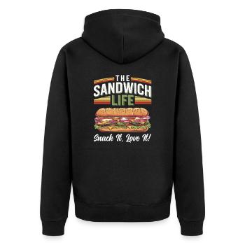Sandwich Life Snack It Love It - Unisex Premium Organic Zip Hoodie - black - Back - Nico (187cm)
