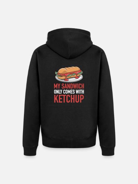 Sandwich with ketchup toasted bun - Unisex Premium Organic Zip Hoodie - black