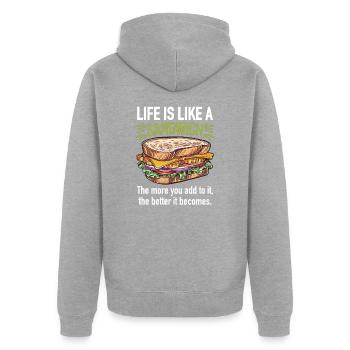Grilled And Toasted Sandwiches - Unisex Premium Bio Zip Hoodie - Grau meliert - Hinten - Nico (187cm)