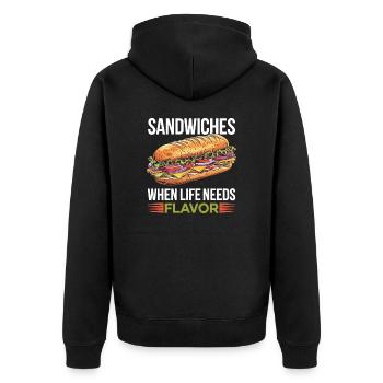 Sandwiches When Life Needs Flavor - Unisex Premium Organic Zip Hoodie - black - Back - Nico (187cm)