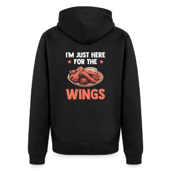 Chicken Wings Lustig - I'm Just Here For The Wings - Unisex Premium Bio Zip Hoodie - Schwarz - Hinten - Nico (187cm)